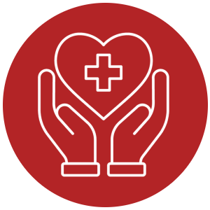 Healthcare building hands and heart icon
