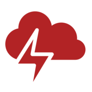 Storm cloud and lightning bolt icon for storm damage